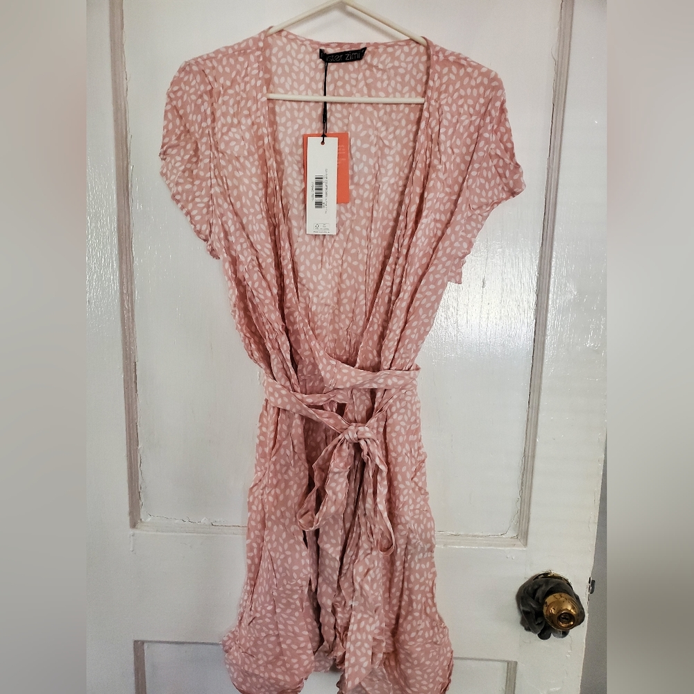 summer wrap dress with ruffle trim